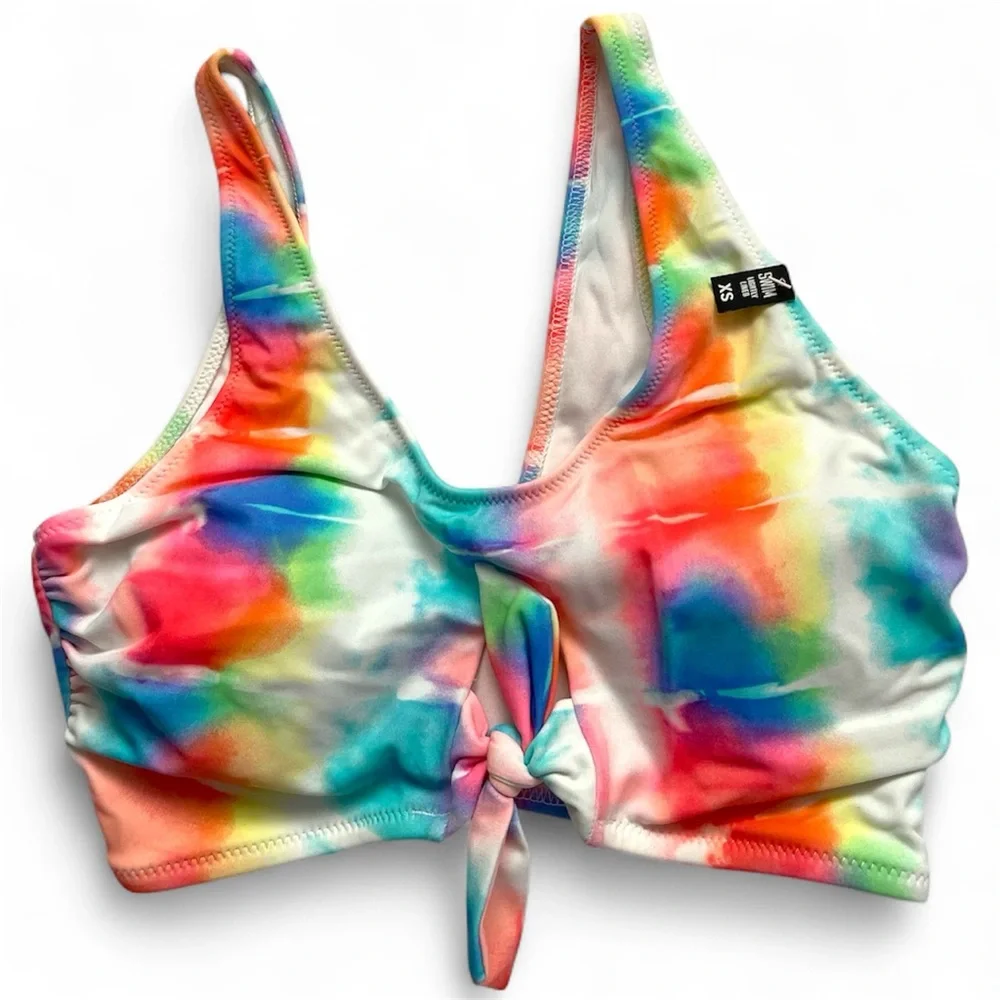 PINK Victoria’s Secret Tie-Front Ruffle Bikini Set | Multicolor | XS | NWT